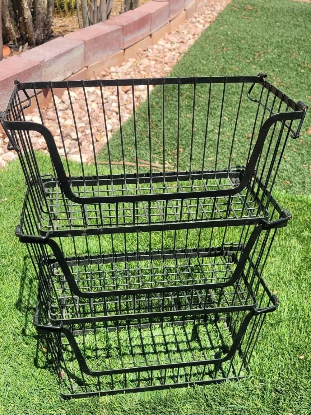 Stackable Black Wire Storage Baskets - Versatile Home Accents